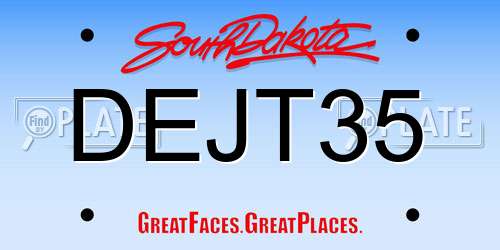 DEJT35 South Dakota License Plate
