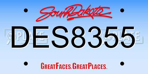 DES8355 South Dakota License Plate