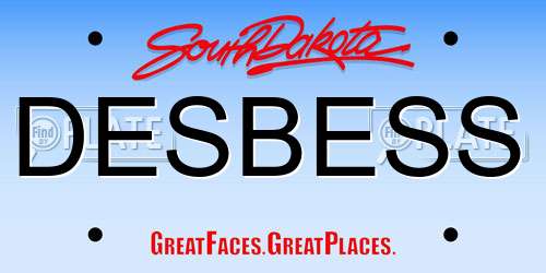 DESBESS South Dakota License Plate