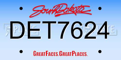 DET7624 South Dakota License Plate