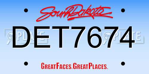 DET7674 South Dakota License Plate