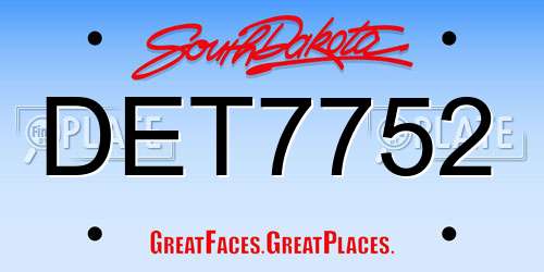 DET7752 South Dakota License Plate