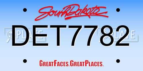 DET7782 South Dakota License Plate