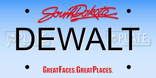 DEWALT South Dakota License Plate
