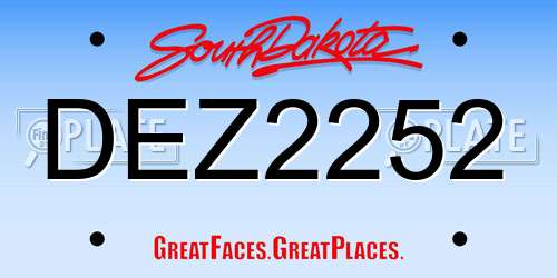 DEZ2252 South Dakota License Plate
