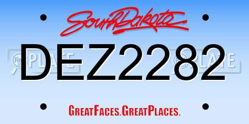 DEZ2282 South Dakota License Plate