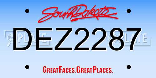 DEZ2287 South Dakota License Plate
