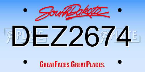 DEZ2674 South Dakota License Plate