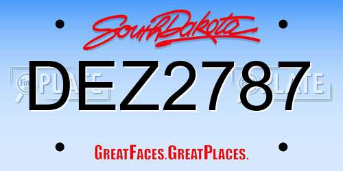 DEZ2787 South Dakota License Plate