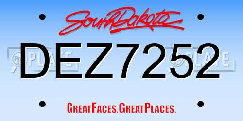 DEZ7252 South Dakota License Plate