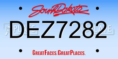 DEZ7282 South Dakota License Plate