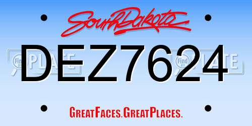 DEZ7624 South Dakota License Plate