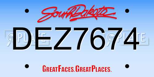 DEZ7674 South Dakota License Plate