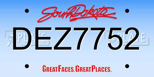 DEZ7752 South Dakota License Plate