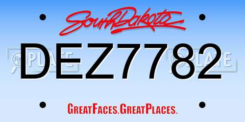 DEZ7782 South Dakota License Plate