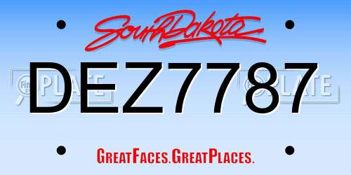 DEZ7787 South Dakota License Plate