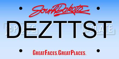 DEZTTST South Dakota License Plate