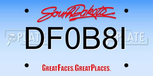DF0B8I South Dakota License Plate