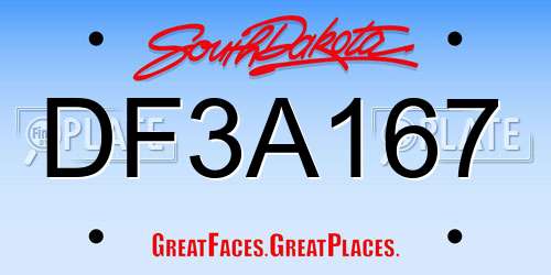 DF3A167 South Dakota License Plate