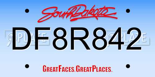 DF8R842 South Dakota License Plate