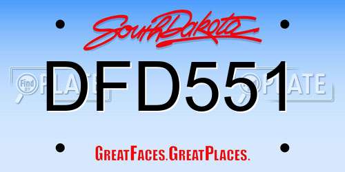 DFD551 South Dakota License Plate