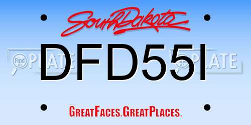 DFD55I South Dakota License Plate