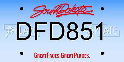 DFD851 South Dakota License Plate