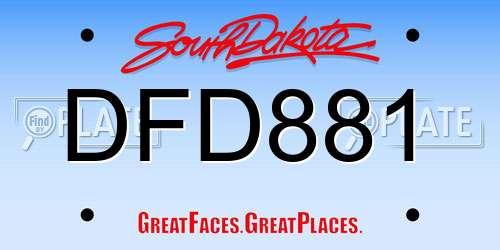 DFD881 South Dakota License Plate