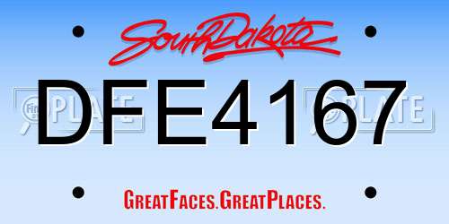 DFE4167 South Dakota License Plate