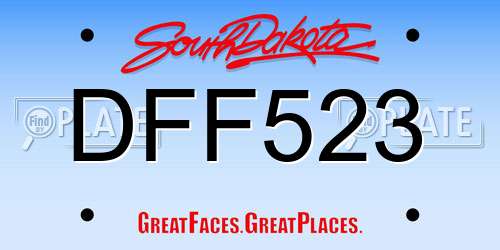 DFF523 South Dakota License Plate