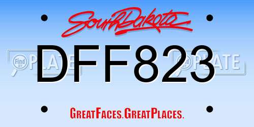 DFF823 South Dakota License Plate