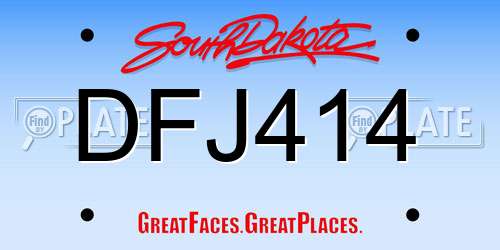 DFJ414 South Dakota License Plate
