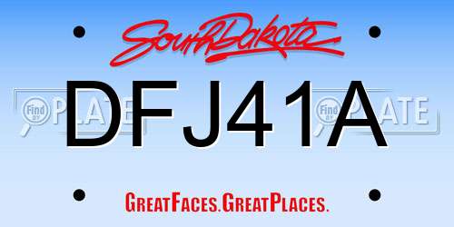 DFJ41A South Dakota License Plate