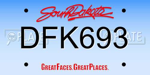 DFK693 South Dakota License Plate