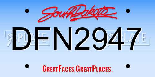 DFN2947 South Dakota License Plate