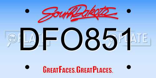 DFO851 South Dakota License Plate