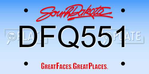 DFQ551 South Dakota License Plate