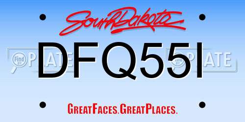 DFQ55I South Dakota License Plate