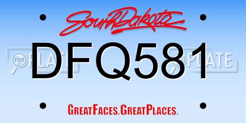DFQ581 South Dakota License Plate