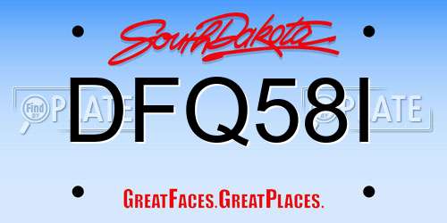 DFQ58I South Dakota License Plate