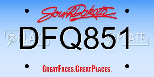 DFQ851 South Dakota License Plate