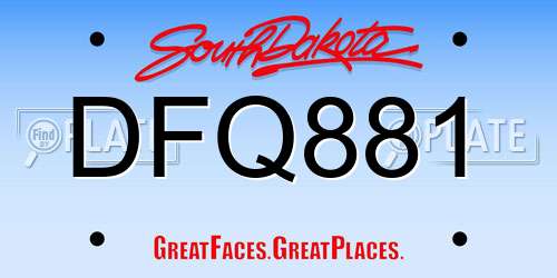DFQ881 South Dakota License Plate