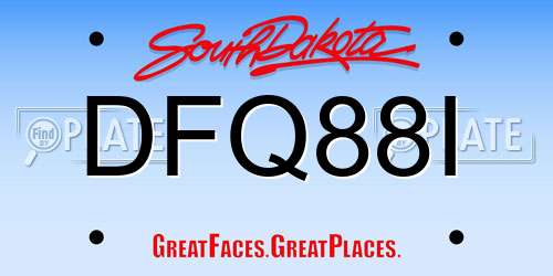 DFQ88I South Dakota License Plate