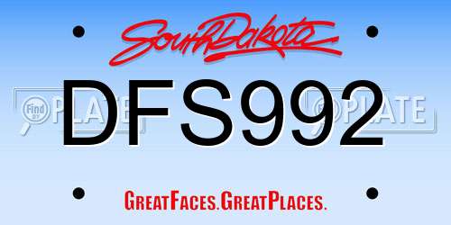 DFS992 South Dakota License Plate