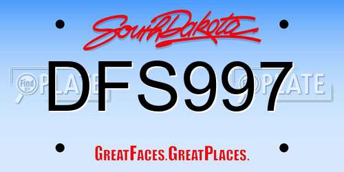 DFS997 South Dakota License Plate