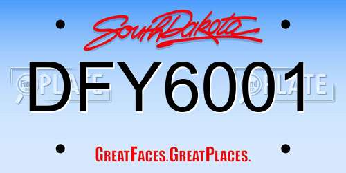 DFY6001 South Dakota License Plate