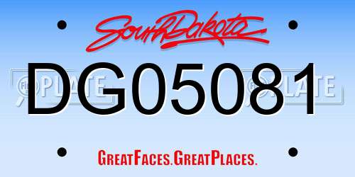 DG05081 South Dakota License Plate