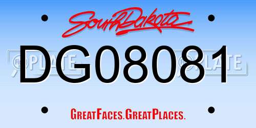 DG08081 South Dakota License Plate