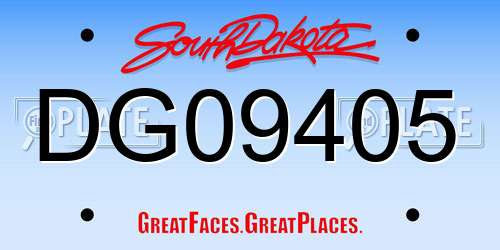 DG09405 South Dakota License Plate