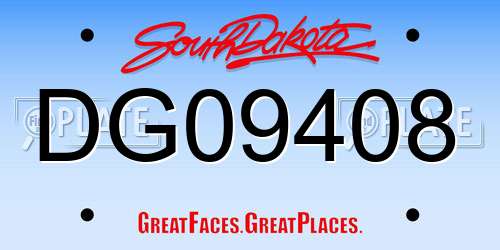 DG09408 South Dakota License Plate